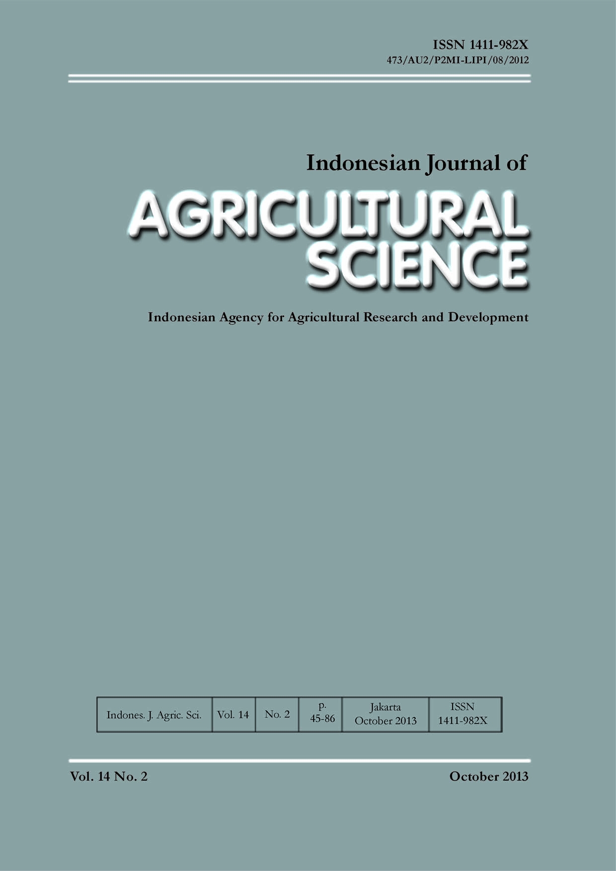 Journal INDONESIAN JOURNAL OF AGRICULTURAL SCIENCE